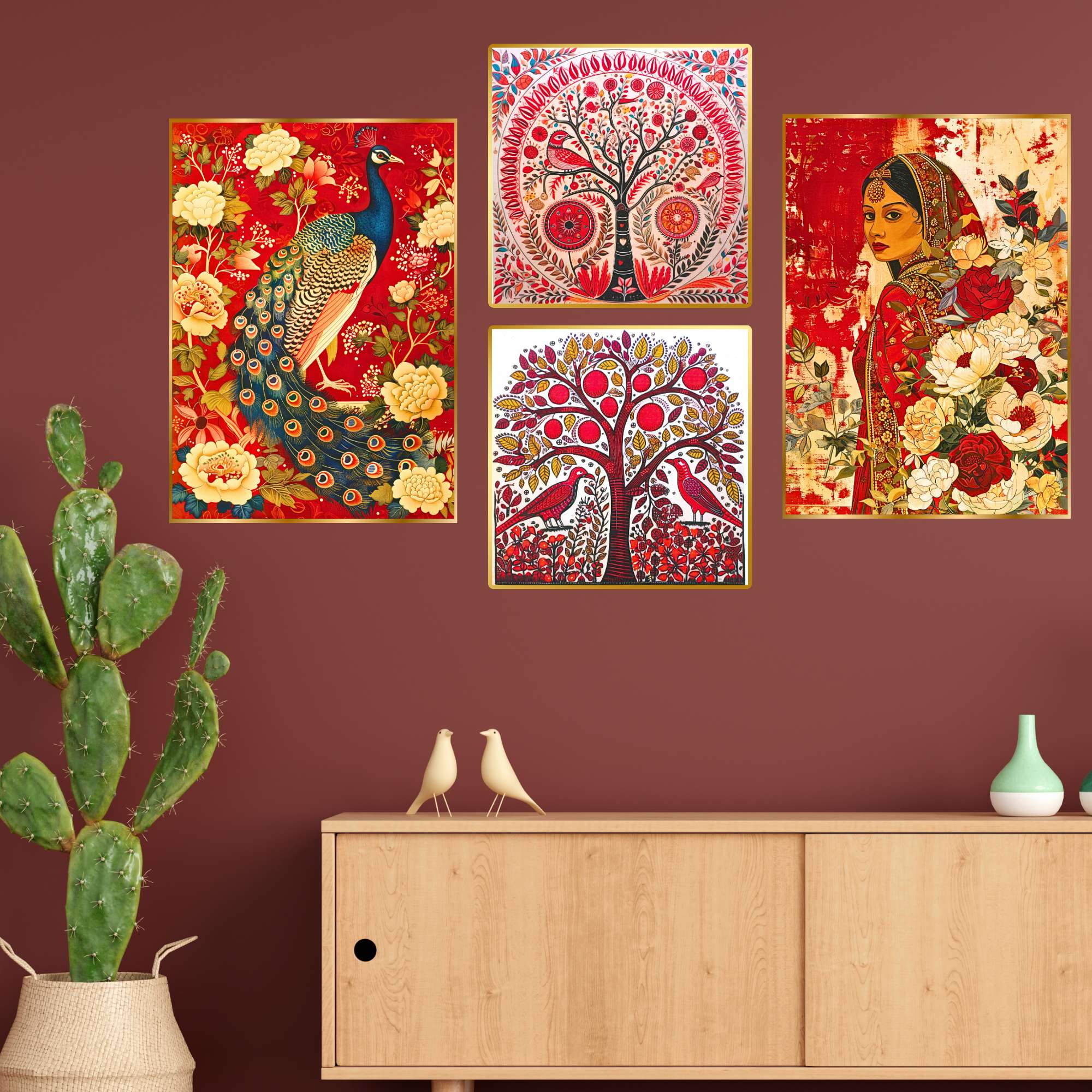 Set of Four Wall Paintings for Wall Dacoration Golden Framed Wall Paintings for Living Room & Bedroom Wall Art for Home Decoration & Office Wall Décor (13x10 inch CH-GD4-10) - Image 4