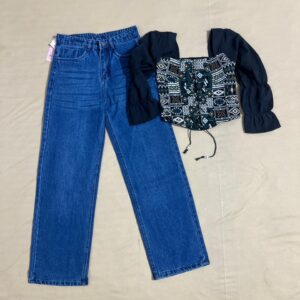 Corset Top And Denim Jeans Combo(**Free Size Top)