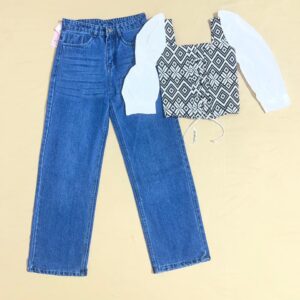 Corset Top And Denim Jeans Combo(**Free Size Top)