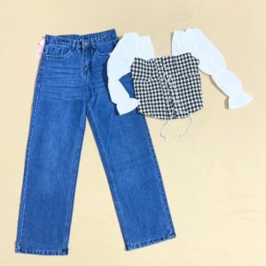 Corset Top And Denim Jeans Combo(**Free Size Top)
